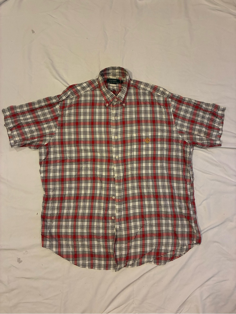 Polo by Ralph Lauren Red and White Plaid Short Sleeve Button-Down